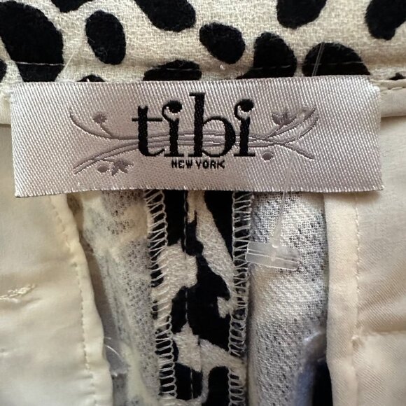 Tibi Animal Print Black &‎ White Straight Leg Flare Stretch Pants Career Size 0 - Picture 5 of 6